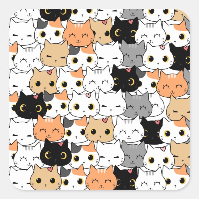 Cute cat pattern  square sticker (Front)