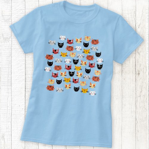 Cute Cat Pattern T_Shirt