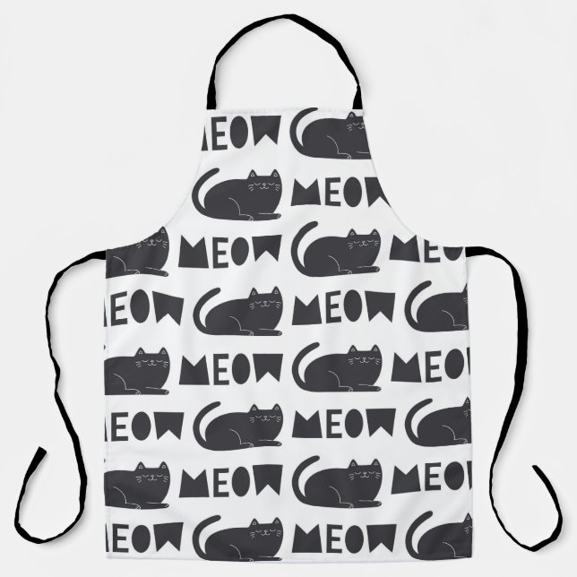 cute cat pattern. Vintage illustration Apron (Front)