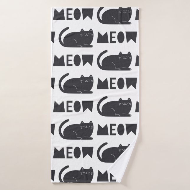 cute cat pattern. Vintage illustration Bath Towel (Bath Towel)