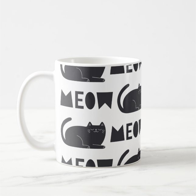 cute cat pattern. Vintage illustration Coffee Mug (Left)