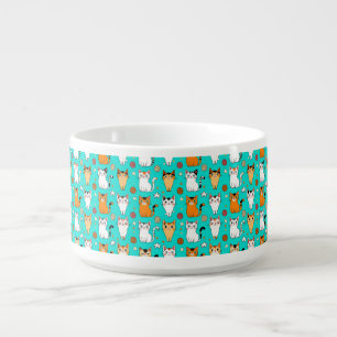 Cute Cat Pattern With Colorful Cats, Yarn Balls Bowl