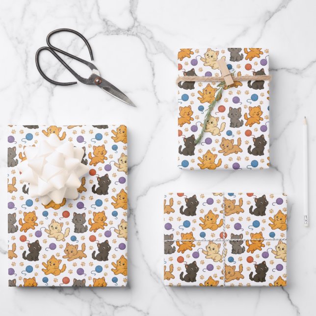 Cute Cat Pattern Wrapping Paper Sheets (Front)