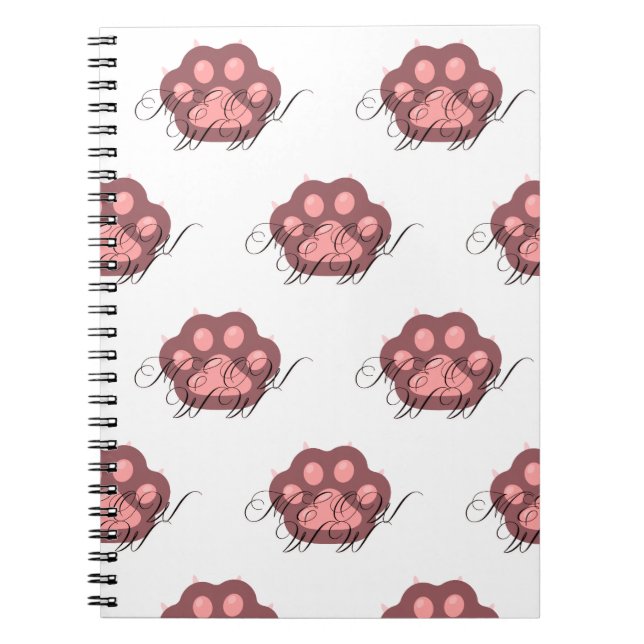  Cute Cat Paw "MEOW" Calligraphy – Adorable Kitty  Notebook (Front)