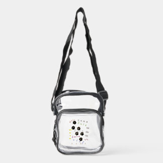 Cute Cat Paw Personalized Name Typography Clear Crossbody Bag