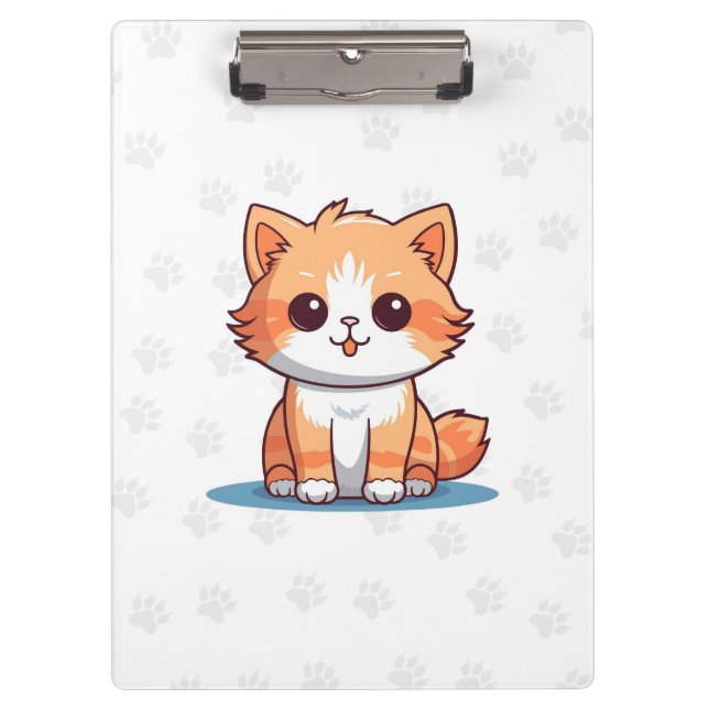 Cute Cat Paw Print Clipboard Aesthetic Cat Design (Front)