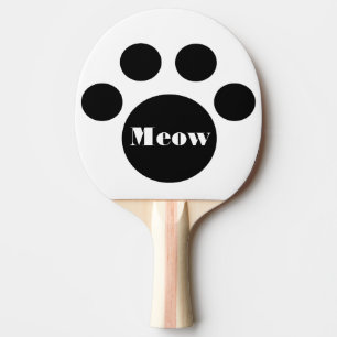 Cute Cat Paw Print Meow Ping-Pong Paddle