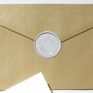 Cute Cat Paw Print Monogram Wax Seal Sticker