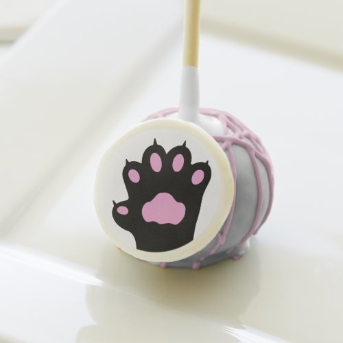 Cute Cat Paw Print Pink and Black Birthday Cake Pops