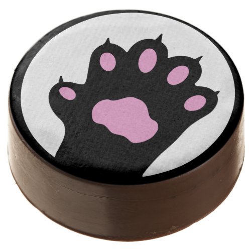 Cute Cat Paw Print Pink and Black Birthday Chocolate Covered Oreo