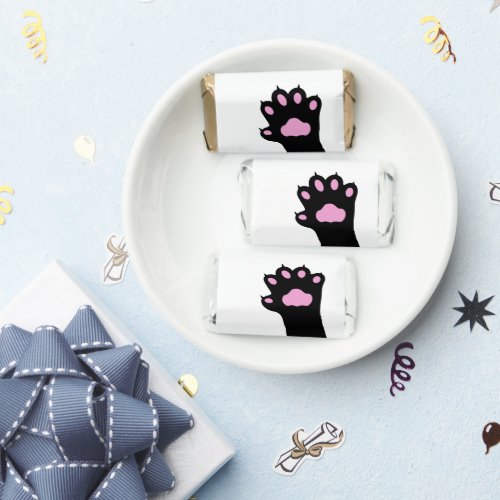 Cute Cat Paw Print Pink and Black Birthday Hersheys Miniatures