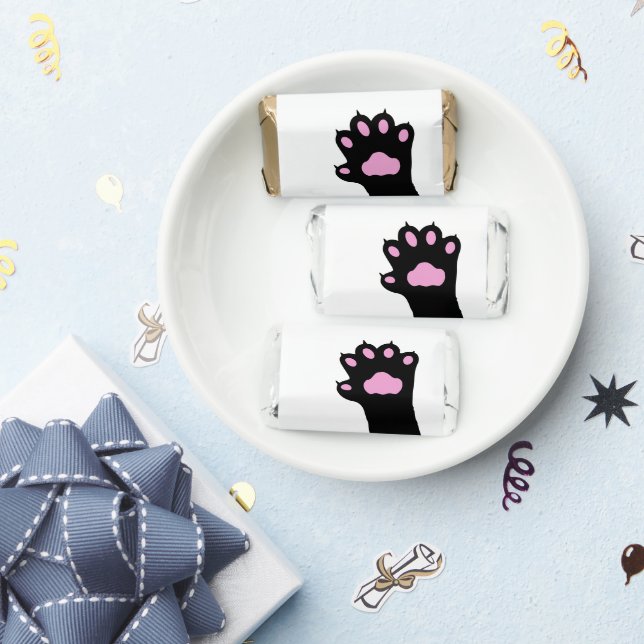 Cute Cat Paw Print Pink and Black Birthday Hershey's Miniatures (Party)