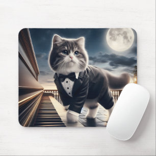 Cute Cat Pawdigy Plays a Moonlight Sonata Mouse Pad