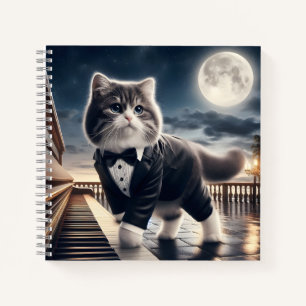 Cute Cat Pawdigy Plays a Moonlight Sonata Notebook