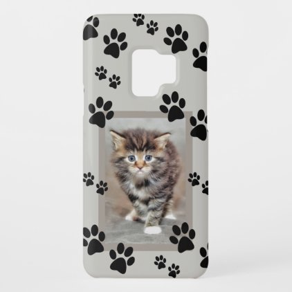 Cute cat pawprint and photo Samsung Galaxy S9 case