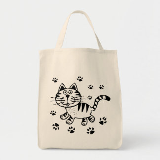 CUTE CAT PAWS GROCERY TOTE BAG
