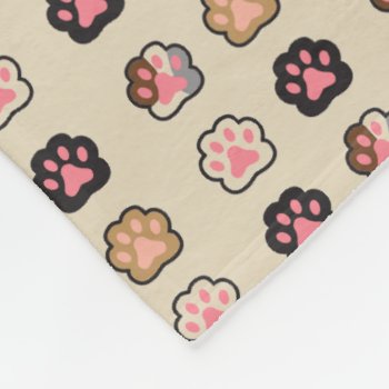Cute Cat Paws Pattern Fleece Blanket by DippyDoodle at Zazzle