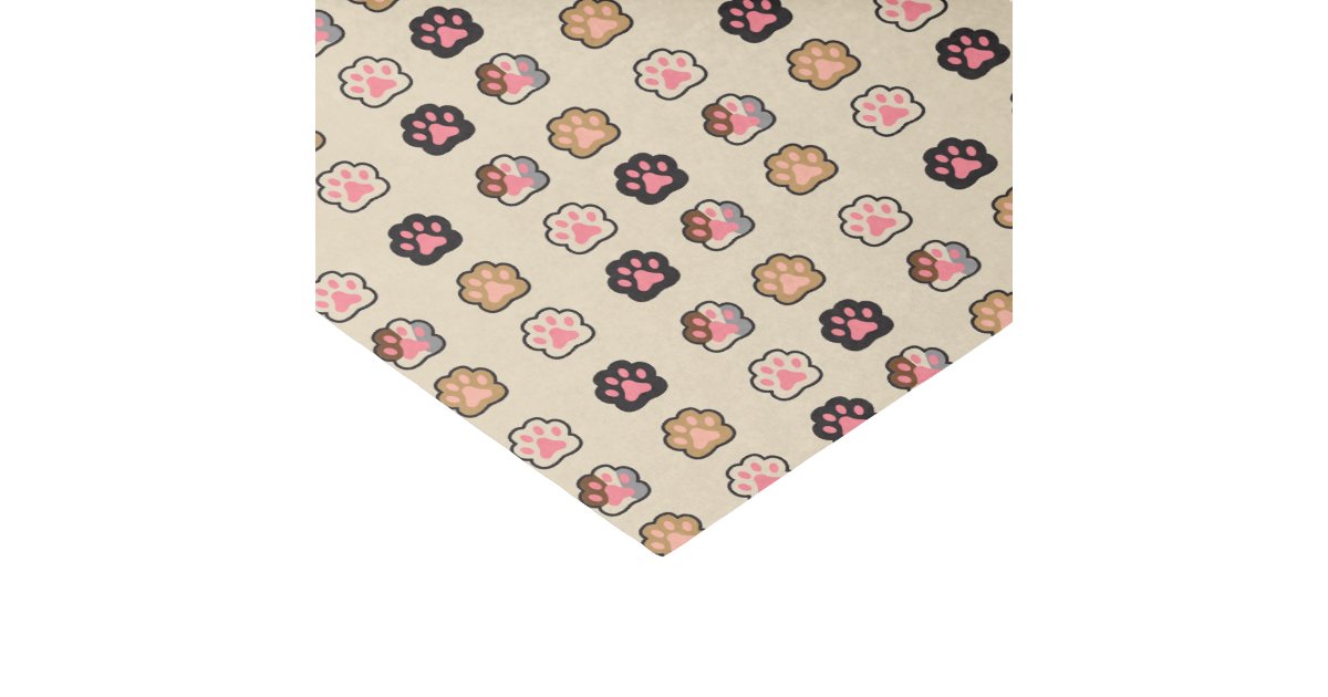 Cute Paw Prints Red Green Patterned Tissue Paper