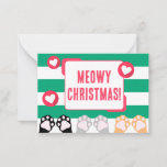 Cute Cat Paws Up Meowy Christmas Mini Note Card