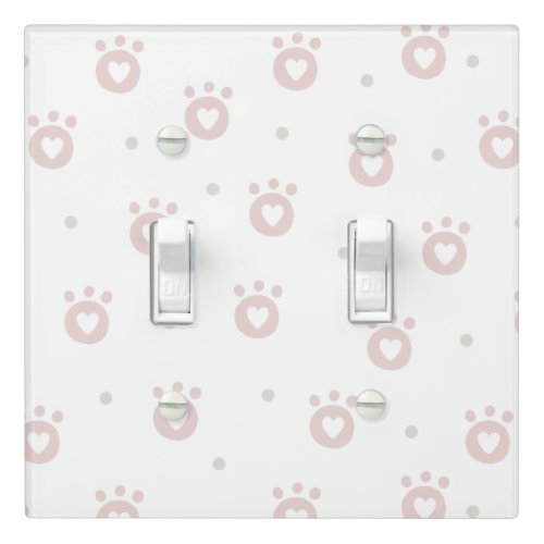 Cute Cat Paws with Hearts Nursery  Light Switch Cover