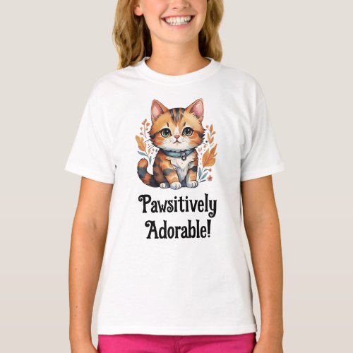 Cute Cat Pawsitively Adorable T_Shirt