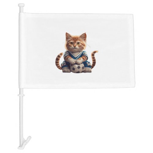 Cute Cat pay football   Car Flag