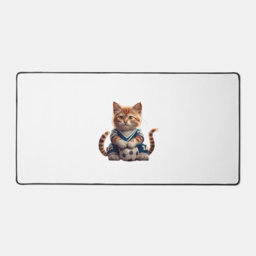 Cute Cat pay football   Desk Mat