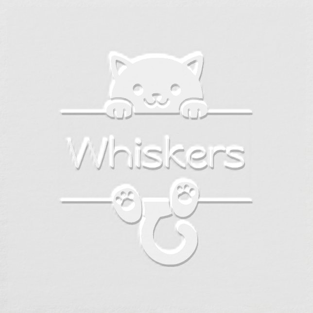 Cute Cat Peeking Custom Name Embosser (Design)