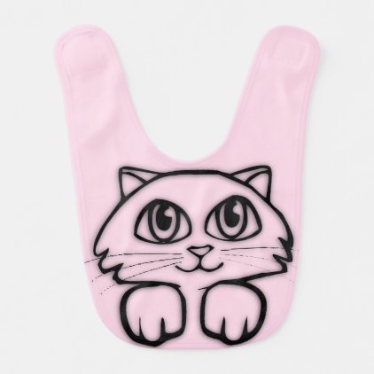 Cute Cat Peeking Pink Baby Bib