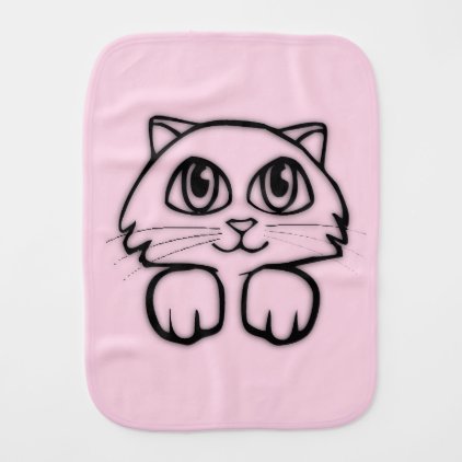 Cute Cat Peeking Pink Burp Cloth