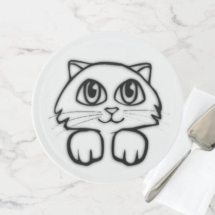 Cute Cat Peeking Pink Cake Stand