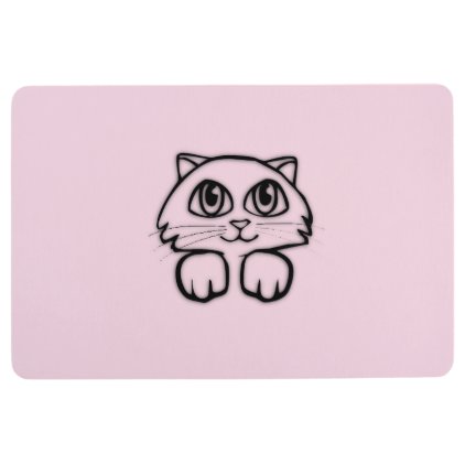 Cute Cat Peeking Pink Floor Mat