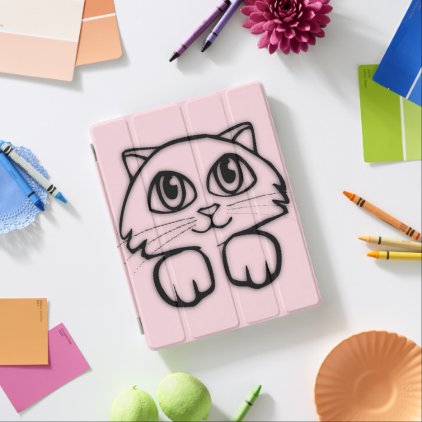 Cute Cat Peeking Pink iPad Smart Cover