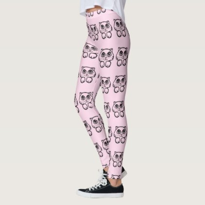 Cute Cat Peeking Pink Leggings