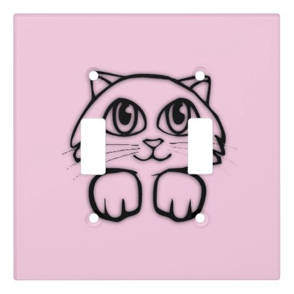 Cute Cat Peeking Pink Light Switch Cover