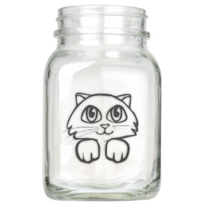 Cute Cat Peeking Pink Mason Jar