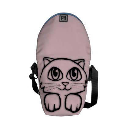 Cute Cat Peeking Pink Messenger Bag