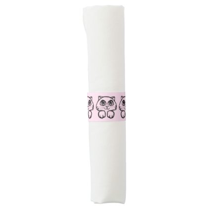 Cute Cat Peeking Pink Napkin Band