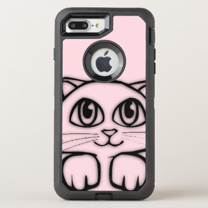 Cute Cat Peeking Pink OtterBox Defender iPhone 8 Plus/7 Plus Case