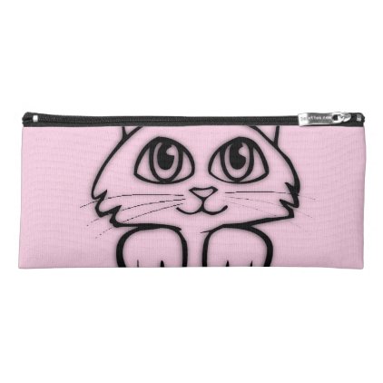 Cute Cat Peeking Pink Pencil Case