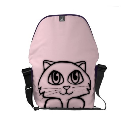 Cute Cat Peeking Pink Small Messenger Bag