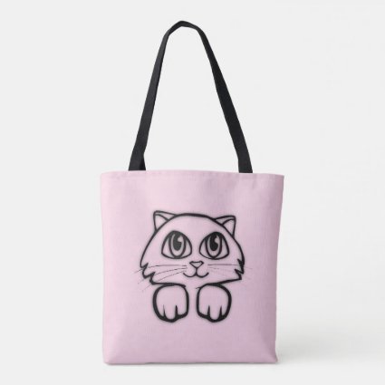 Cute Cat Peeking Pink Tote Bag