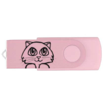 Cute Cat Peeking Pink USB Flash Drive