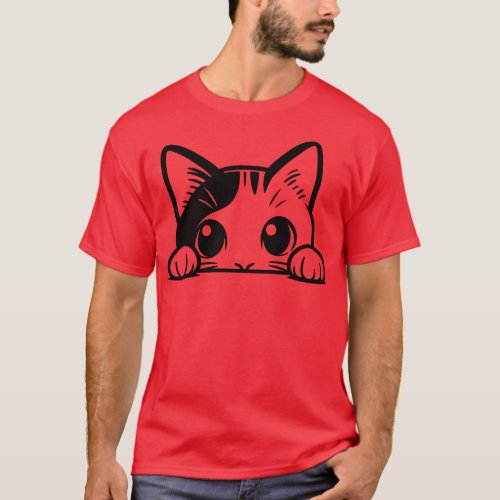 Cute Cat Peeking T_Shirt