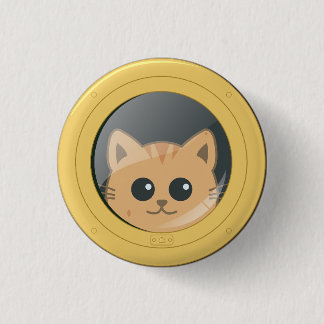 Cute Cat Peeking Through Boat Porthole Window Button