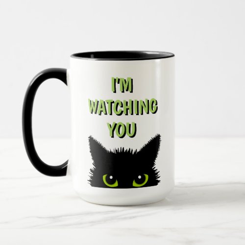 Cute Cat Peeking Watching You Coffee Tea Office  Mug