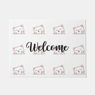 Cute Cat Peeking Welcome Doormat
