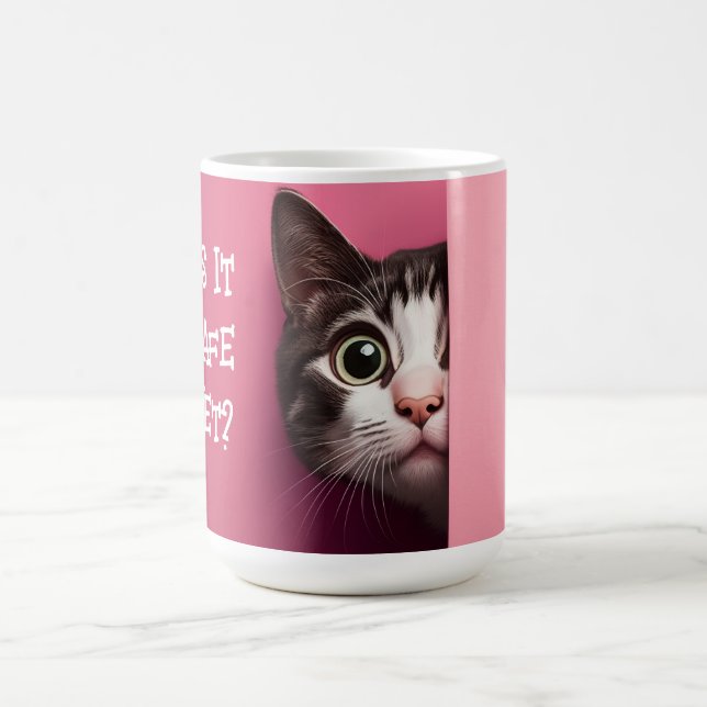 Cute Cat Peeks Coffee Mug (Center)