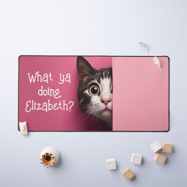 Cute Cat Peeks Desk Mat (Kids Table)
