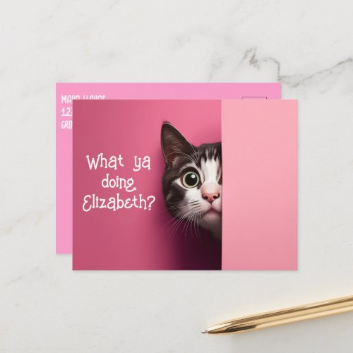 Cute Cat Peeks Postcard